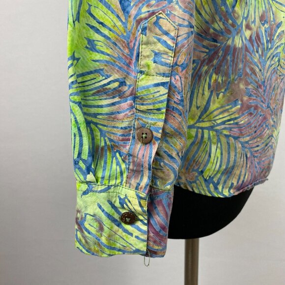 Pete Huntington Shirt Womens Button Down Funky Artsy Vacation Hawaiian Travel M - Picture 5 of 7